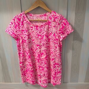 Lilly Pulitzer Pink and White Floral Top